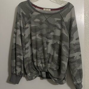 Rewind Green Camouflage Textured Knit